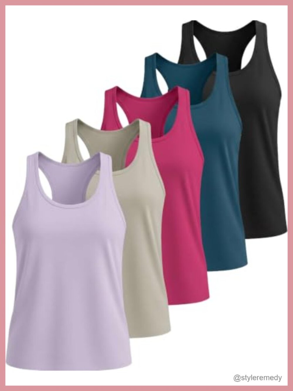 5 Pack Dry Fit Racerback Tank Tops Sleeveless Athletic Workout Gym